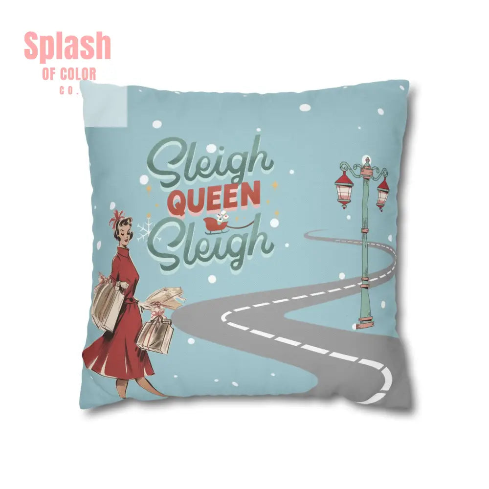 Funny Mahjong Christams Festive Pillowcase Sleigh Queen Mahj Christmas Accent 16’’ × 16’’ Home Decor