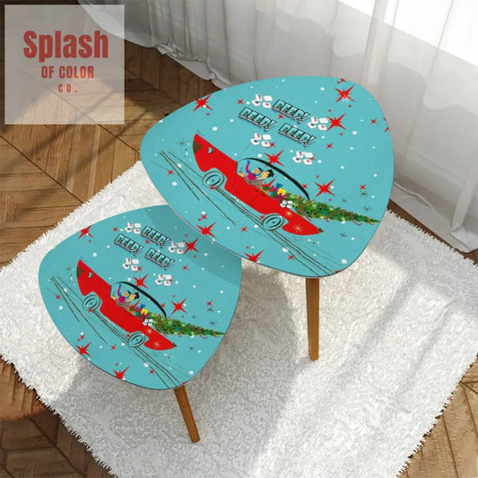 Funny Mahjong Christmas Holiday Whimsical Nostalgic Nesting Tables Set of 2 One Size Home Accessories