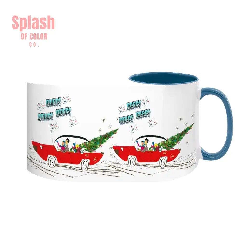 Funny Mahjong Christmas Mug Nostalgic Christmas Beep Beep Large Mug (15oz) - Drinkware