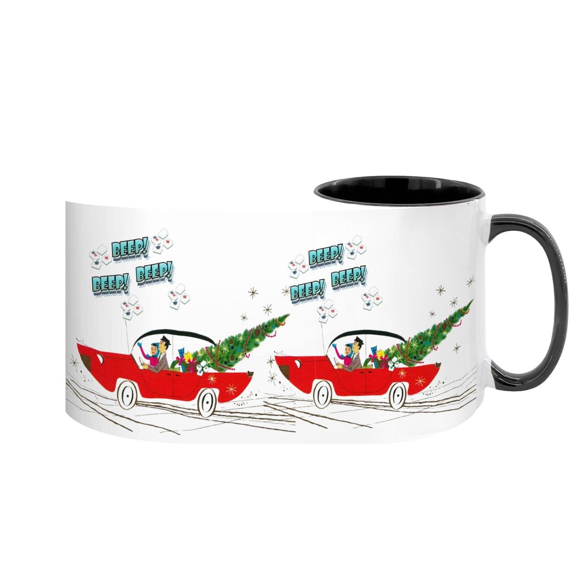Funny Mahjong Christmas Mug Nostalgic Christmas Beep Beep Large Mug (15oz) - Drinkware