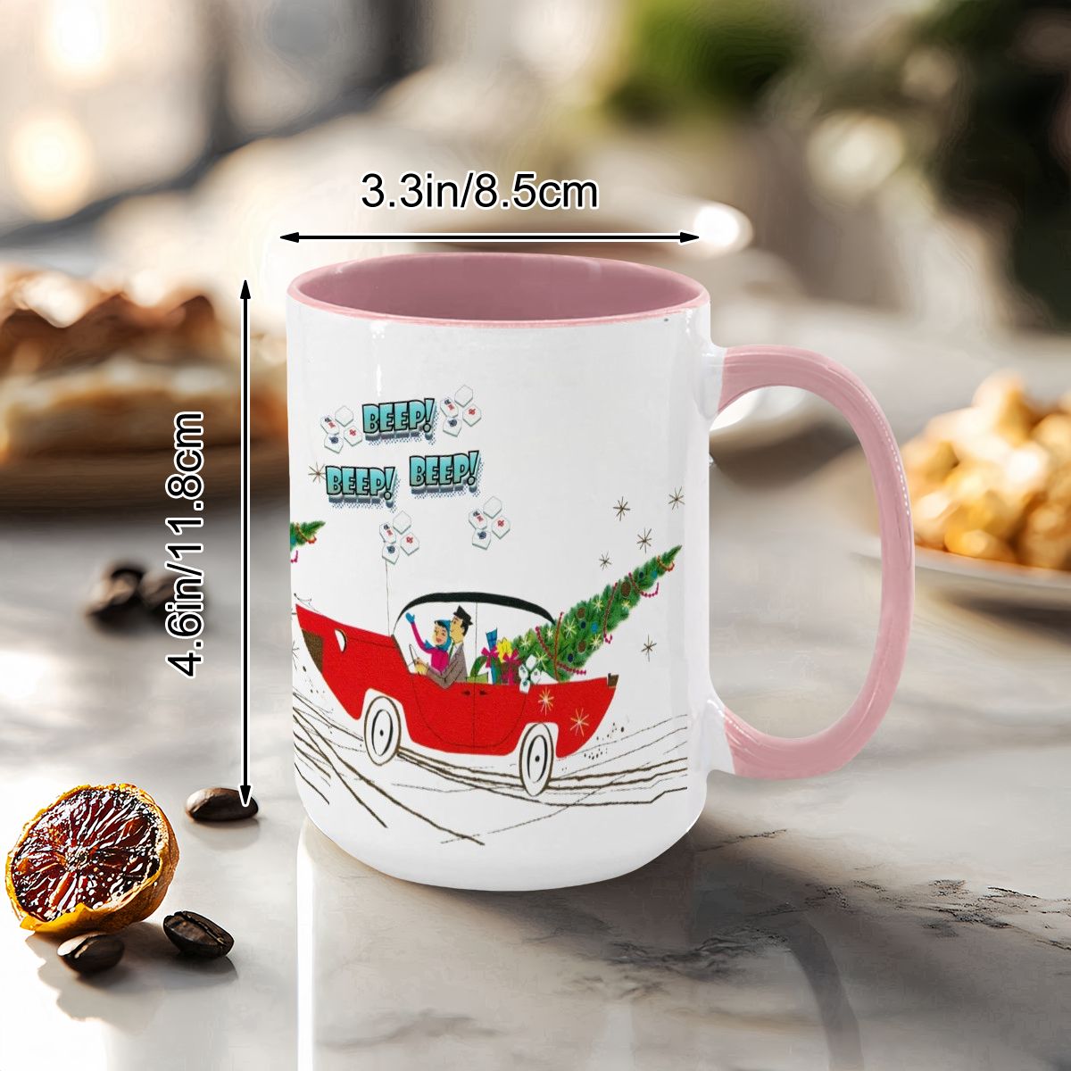 Funny Mahjong Christmas Mug Nostalgic Christmas Beep Beep Large Mug (15oz) - Drinkware