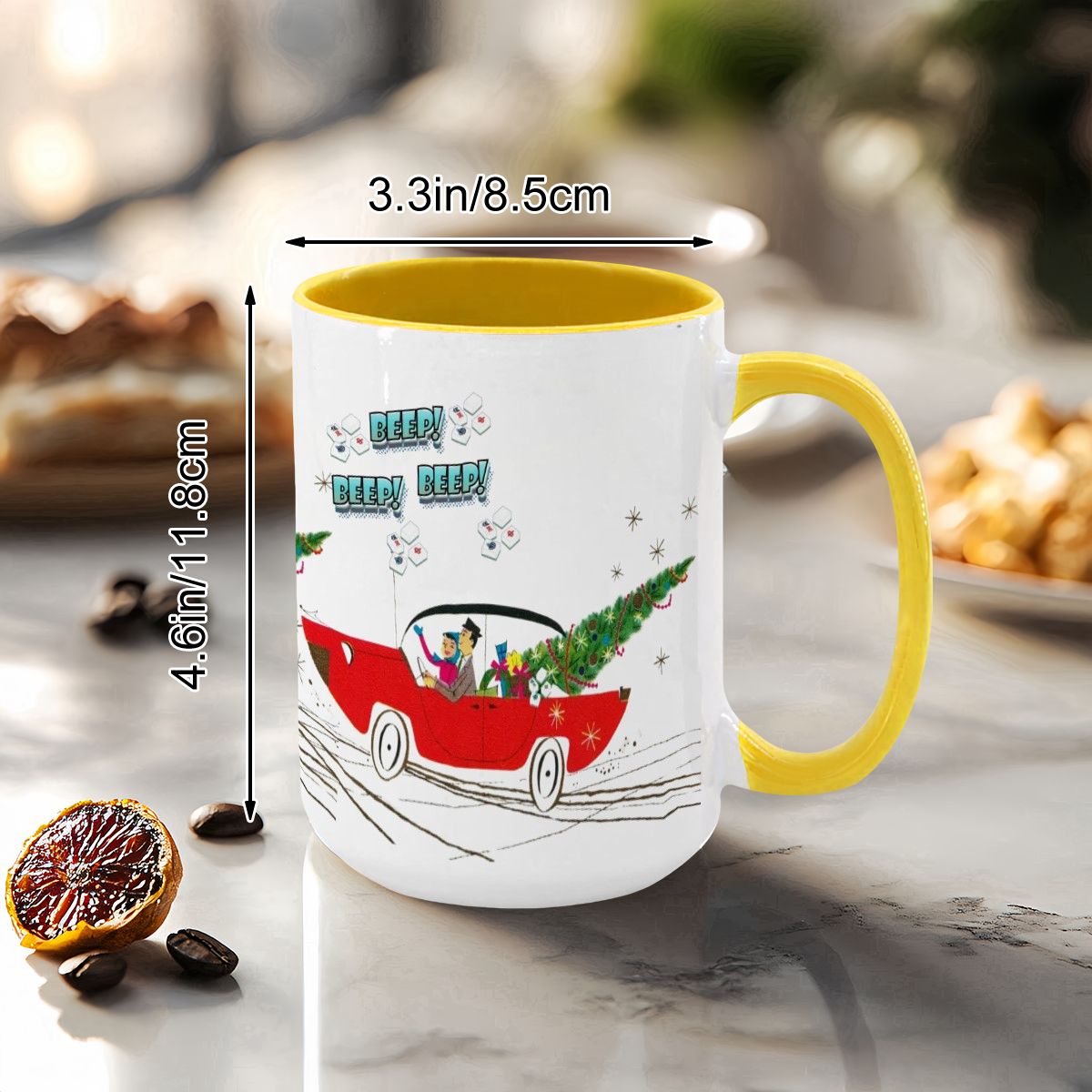 Funny Mahjong Christmas Mug Nostalgic Christmas Beep Beep Large Mug (15oz) - Drinkware