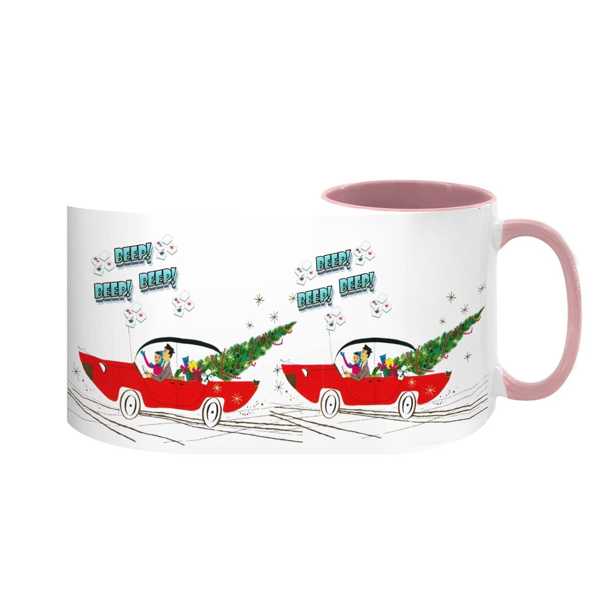Funny Mahjong Christmas Mug Nostalgic Christmas Beep Beep Large Mug (15oz) - Drinkware