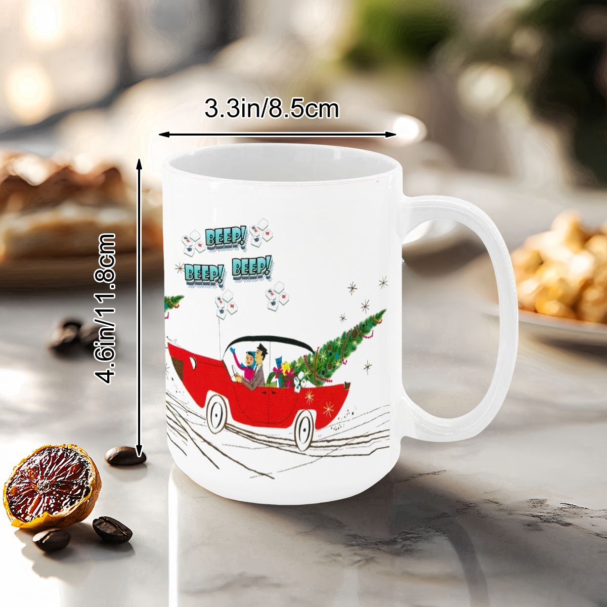 Funny Mahjong Christmas Mug Nostalgic Christmas Beep Beep Large Mug (15oz) - Drinkware