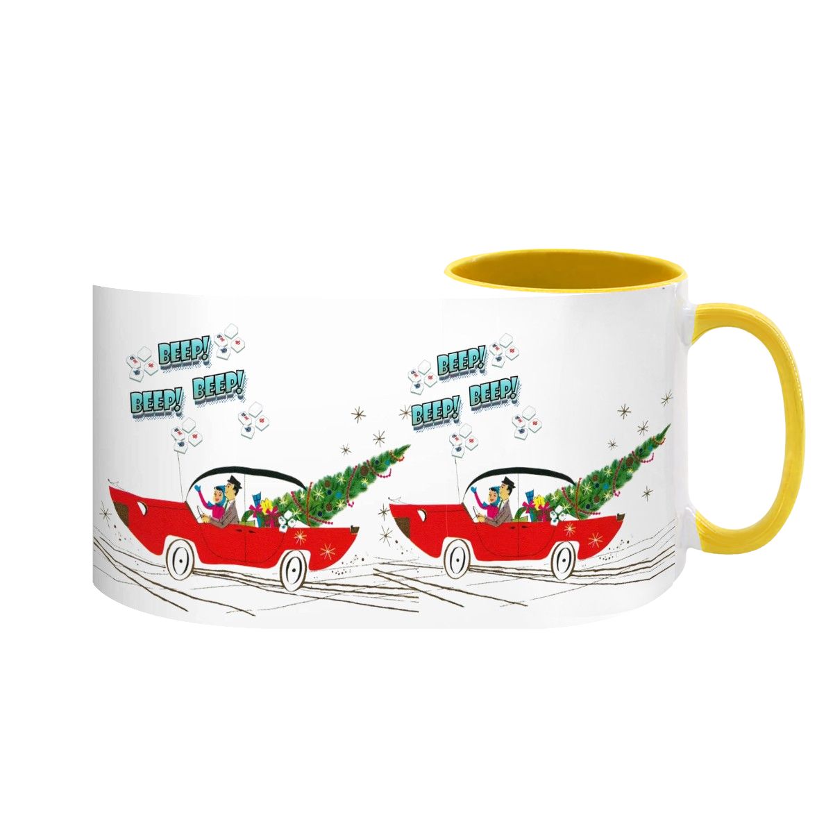 Funny Mahjong Christmas Mug Nostalgic Christmas Beep Beep Large Mug (15oz) - Drinkware