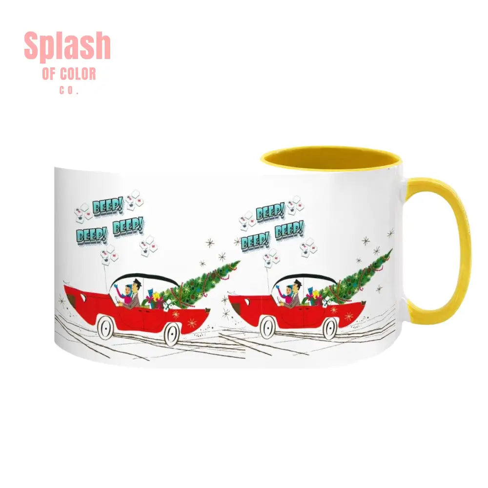 Funny Mahjong Christmas Mug Nostalgic Christmas Beep Beep Large Mug (15oz) - Drinkware