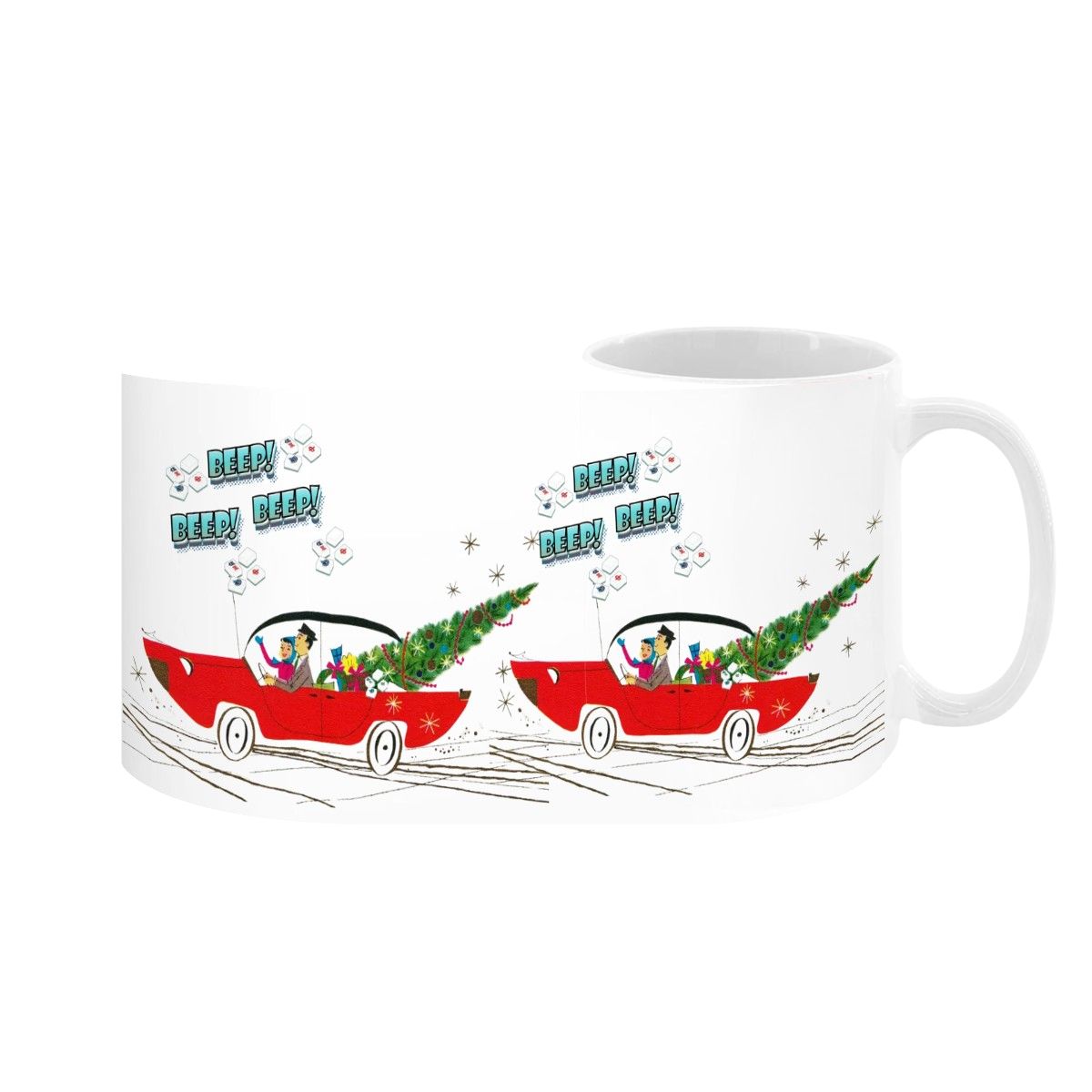 Funny Mahjong Christmas Mug Nostalgic Christmas Beep Beep Large Mug (15oz) - Drinkware