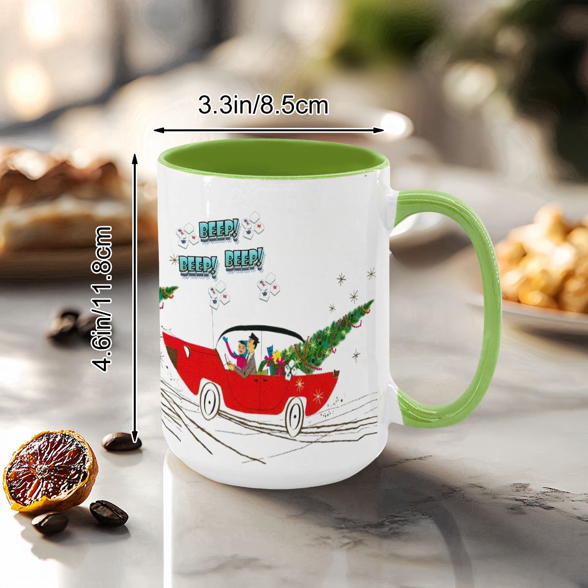 Funny Mahjong Christmas Mug Nostalgic Christmas Beep Beep Large Mug (15oz) - Drinkware