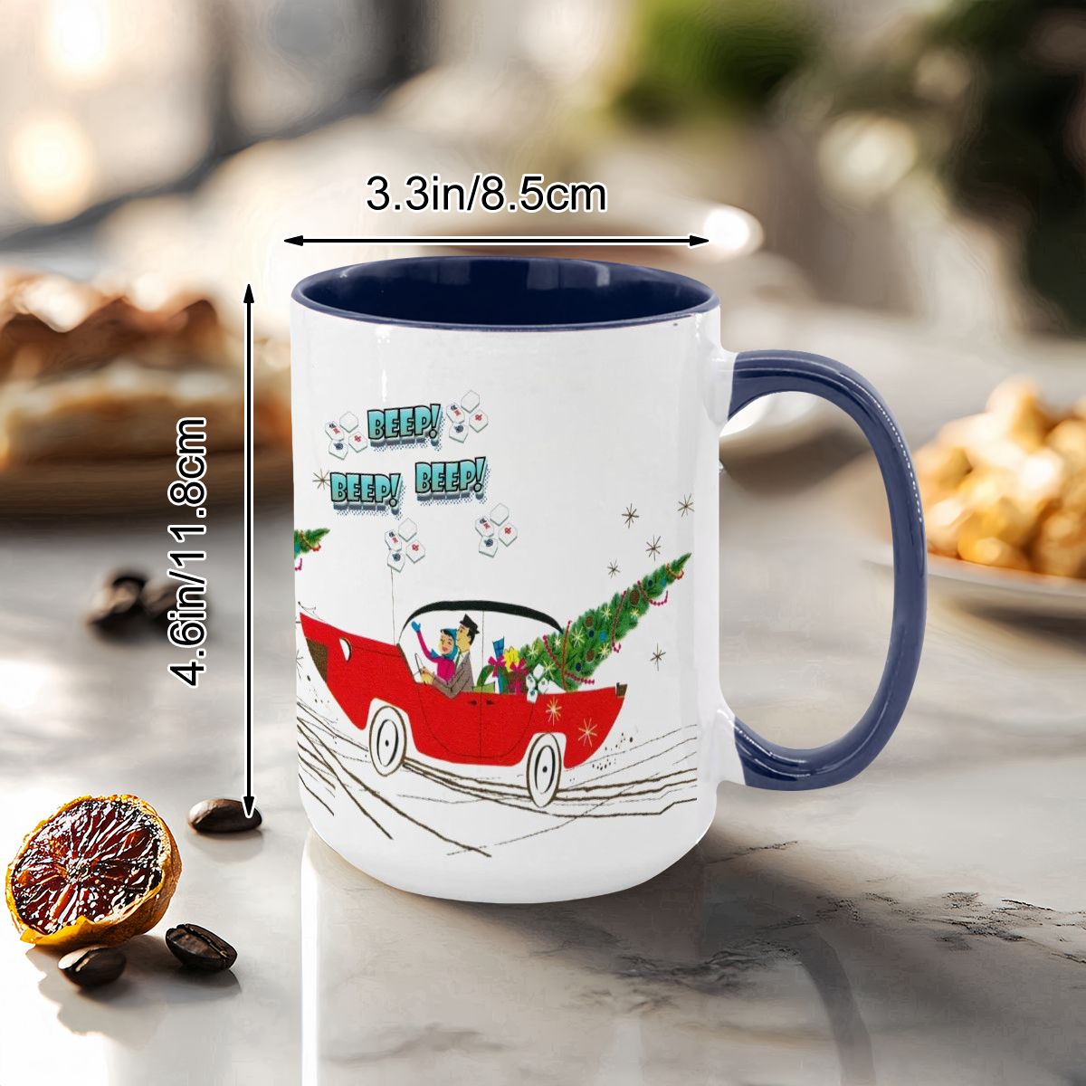 Funny Mahjong Christmas Mug Nostalgic Christmas Beep Beep Large Mug (15oz) - Drinkware