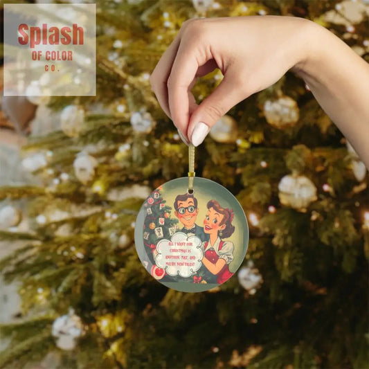 Funny Mahjong Christmas Ornament, All I Want For Christmas, Vintage Style Glass Ornament - Splash of Color co.