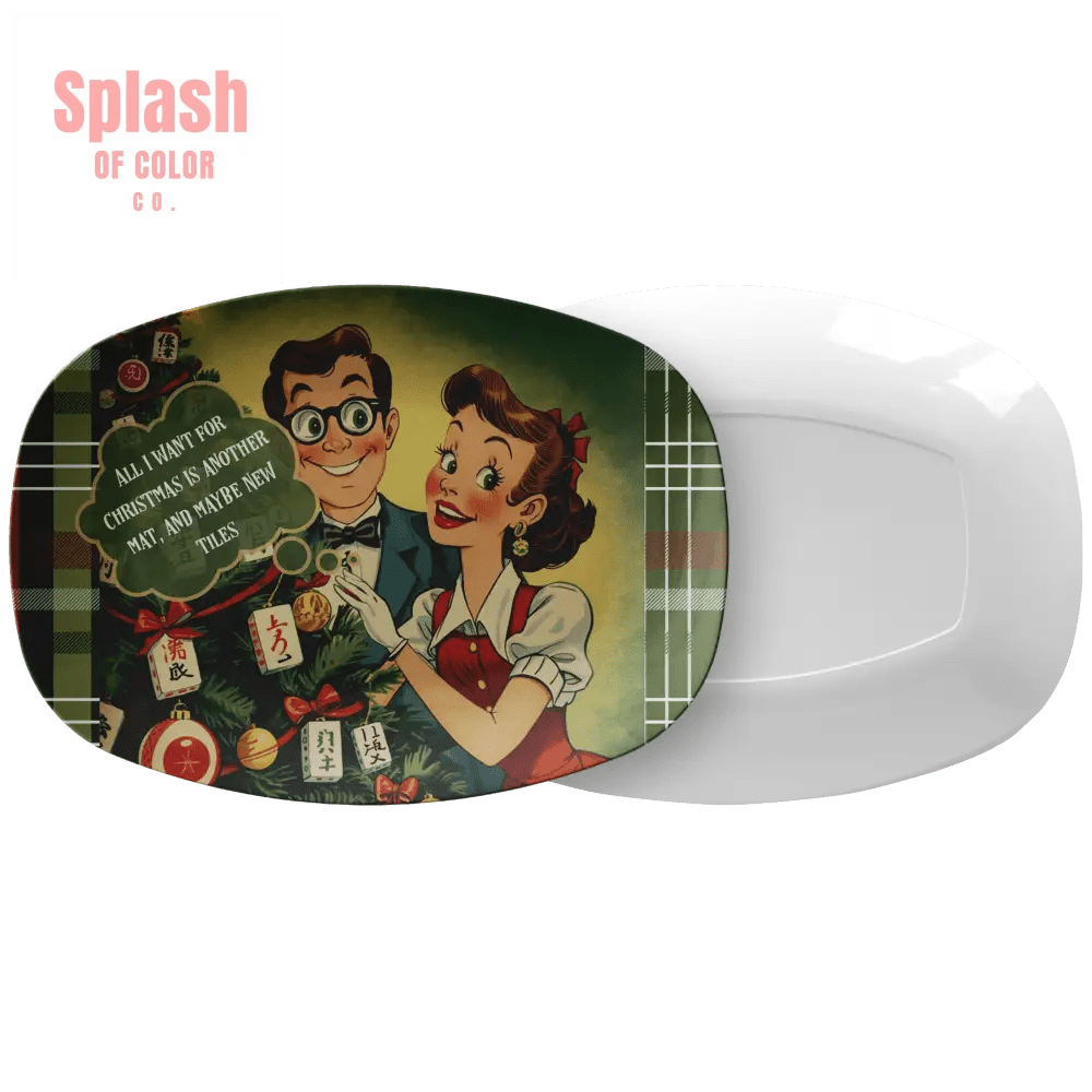 Funny Mahjong Holiday Platter, All I Want For Christmas Mahj Fanatic Gift - Splash of Color co.
