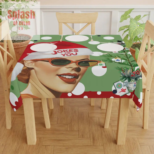 Funny Mahjong Joker Christmas Mahj Tablecloth Vintage Christmas Tablecloth Holiday Decor Festive Dining Mahj Game Night