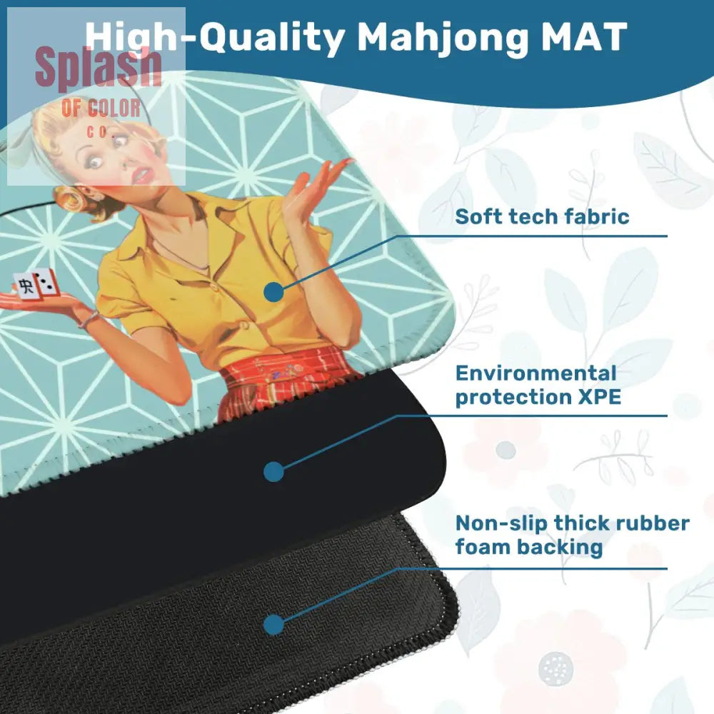 Funny Mahjong Mat Crack Bam Dot Vintage 50s Mahj Mat - 31.5’’x31.5’’ - Daily Accessories