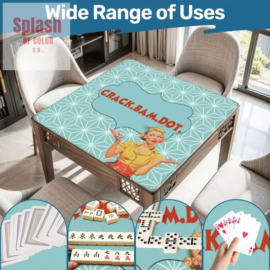 Funny Mahjong Mat Crack Bam Dot Vintage 50s Mahj Mat - 31.5’’x31.5’’ - Daily Accessories