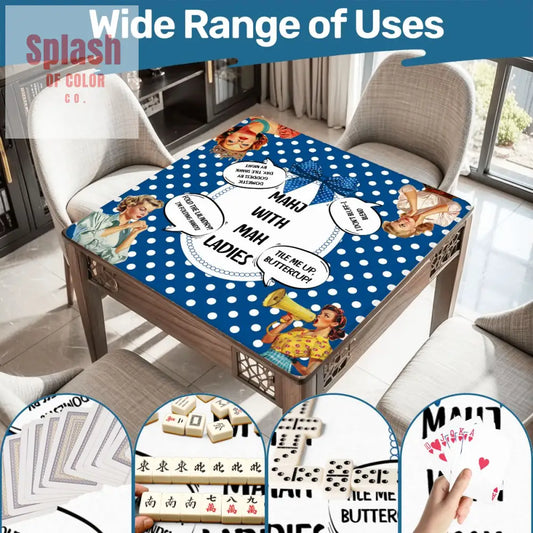 Funny Mahjong Mat Mahj With Mah Ladies - 31.5’’x31.5’’ - Daily Accessories