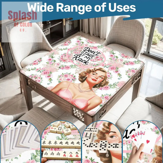 Funny Mahjong Mat Preppy Florals With A Chic Cheeky Twist Don’t Stare At My Rack - 31.5’’x31.5’’ - Daily Accessories