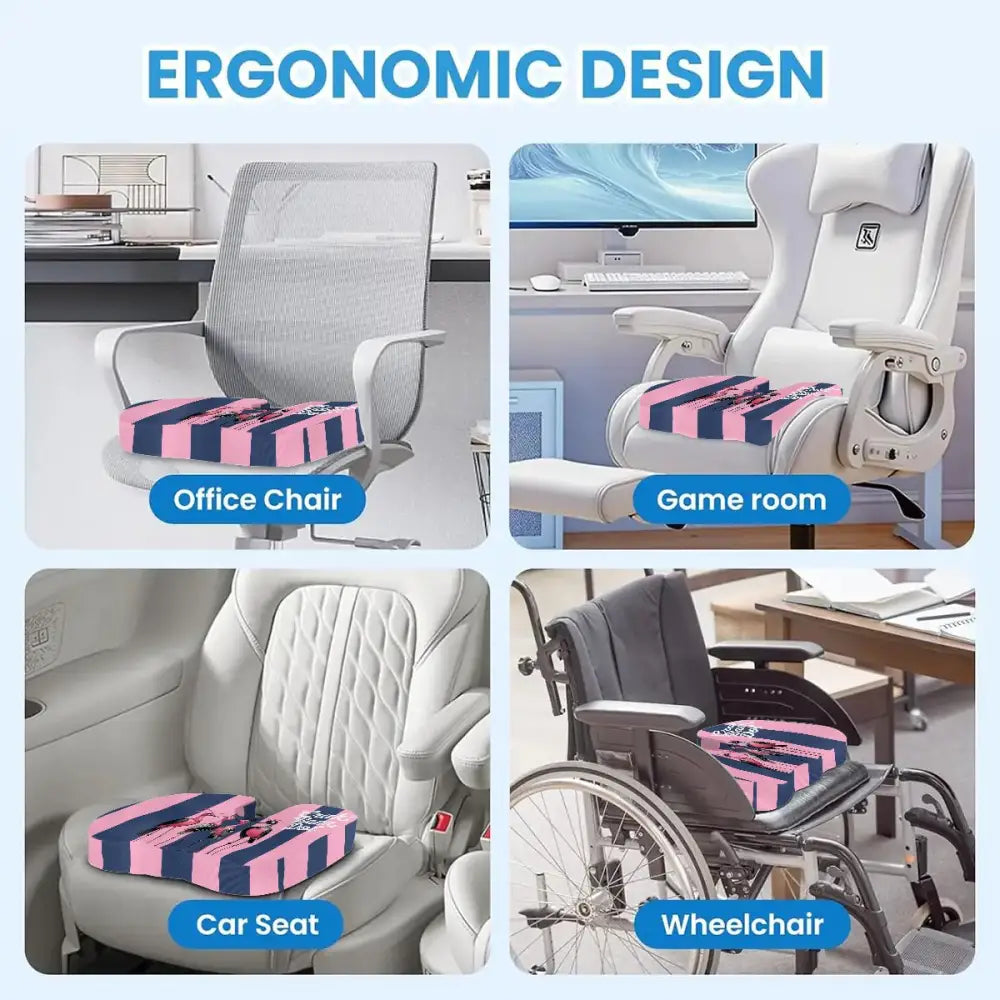 Funny Mahjong Orthopedic Memory Foam Seat Cushion Blue Pink Striped Bird Queens 18.1’’x13.8’’x2.8’’ Daily Accessories