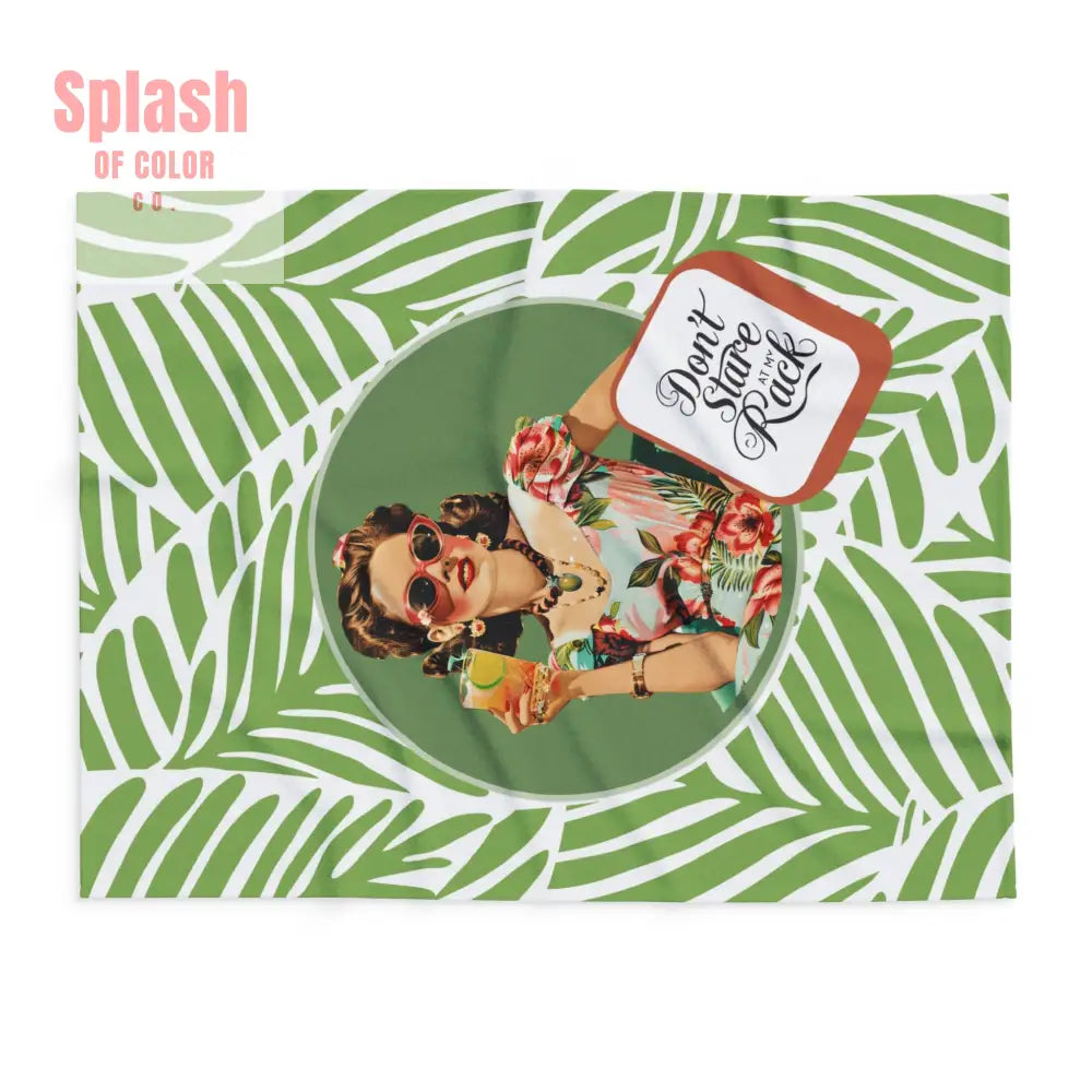 Funny Mahjong Player Gift Vintage Tropical Fleece Blanket Don’t Stare At My Rack Mahj Tile Cozy Throw For Mahj Lovers