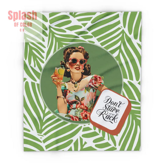 Funny Mahjong Player Gift Vintage Tropical Fleece Blanket Don’t Stare At My Rack Mahj Tile Cozy Throw For Mahj Lovers