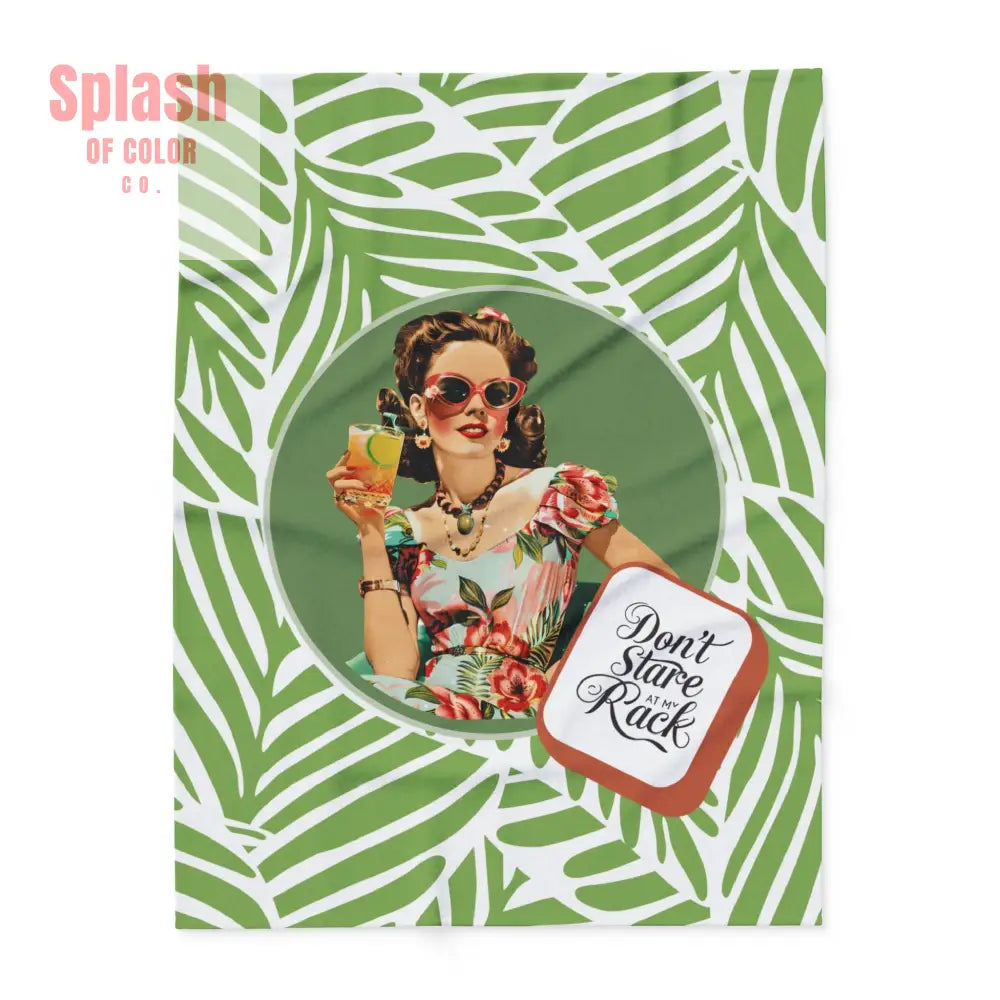 Funny Mahjong Player Gift Vintage Tropical Fleece Blanket Don’t Stare At My Rack Mahj Tile Cozy Throw For Mahj Lovers