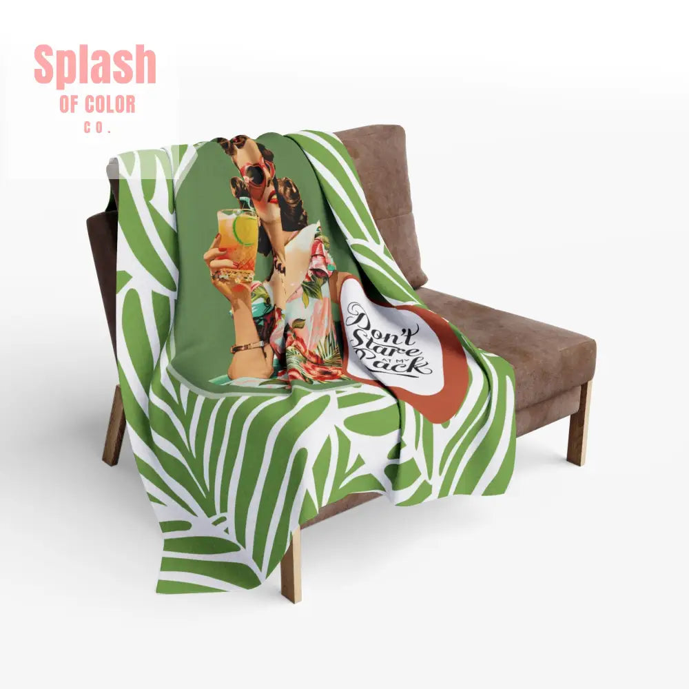 Funny Mahjong Player Gift Vintage Tropical Fleece Blanket Don’t Stare At My Rack Mahj Tile Cozy Throw For Mahj Lovers