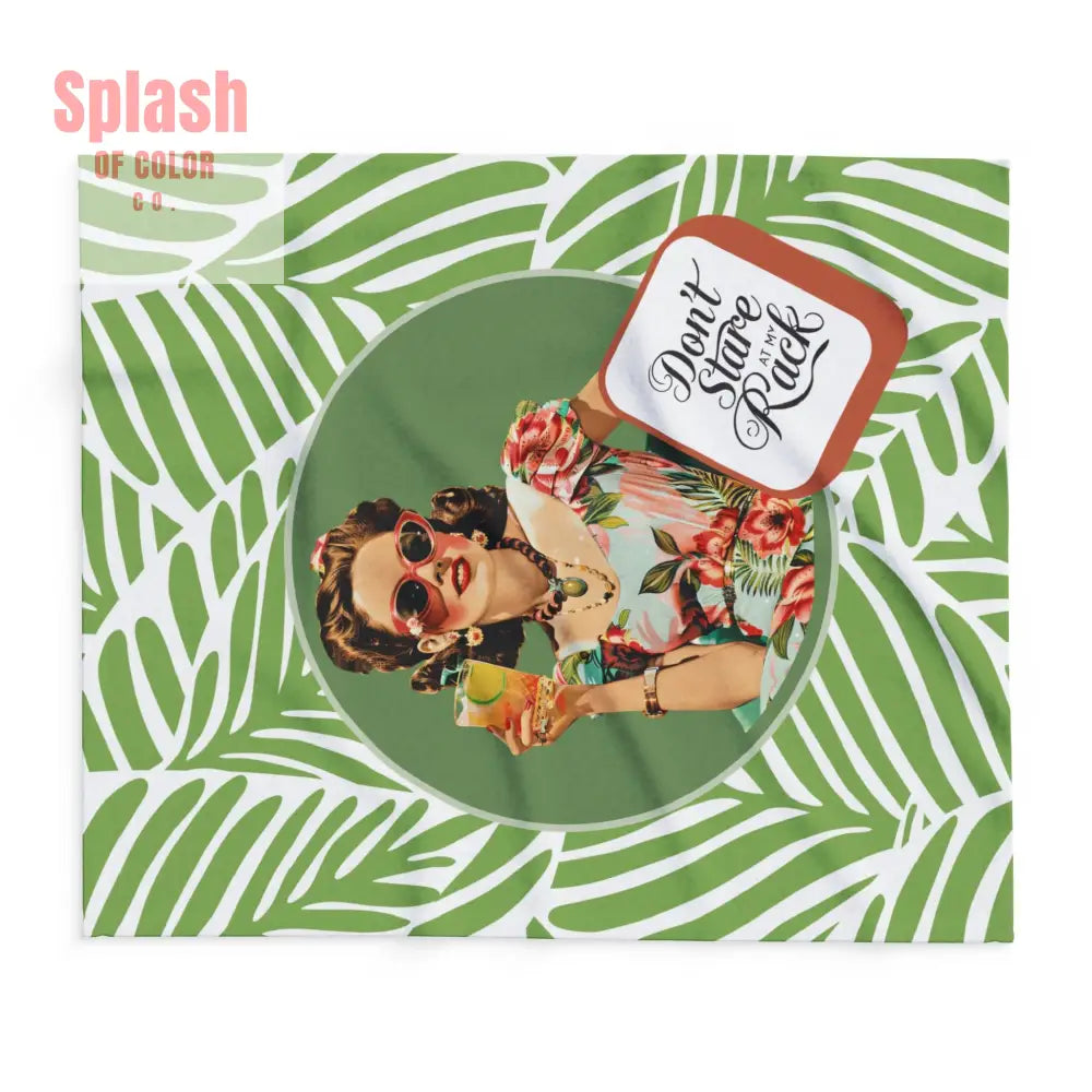 Funny Mahjong Player Gift Vintage Tropical Fleece Blanket Don’t Stare At My Rack Mahj Tile Cozy Throw For Mahj Lovers