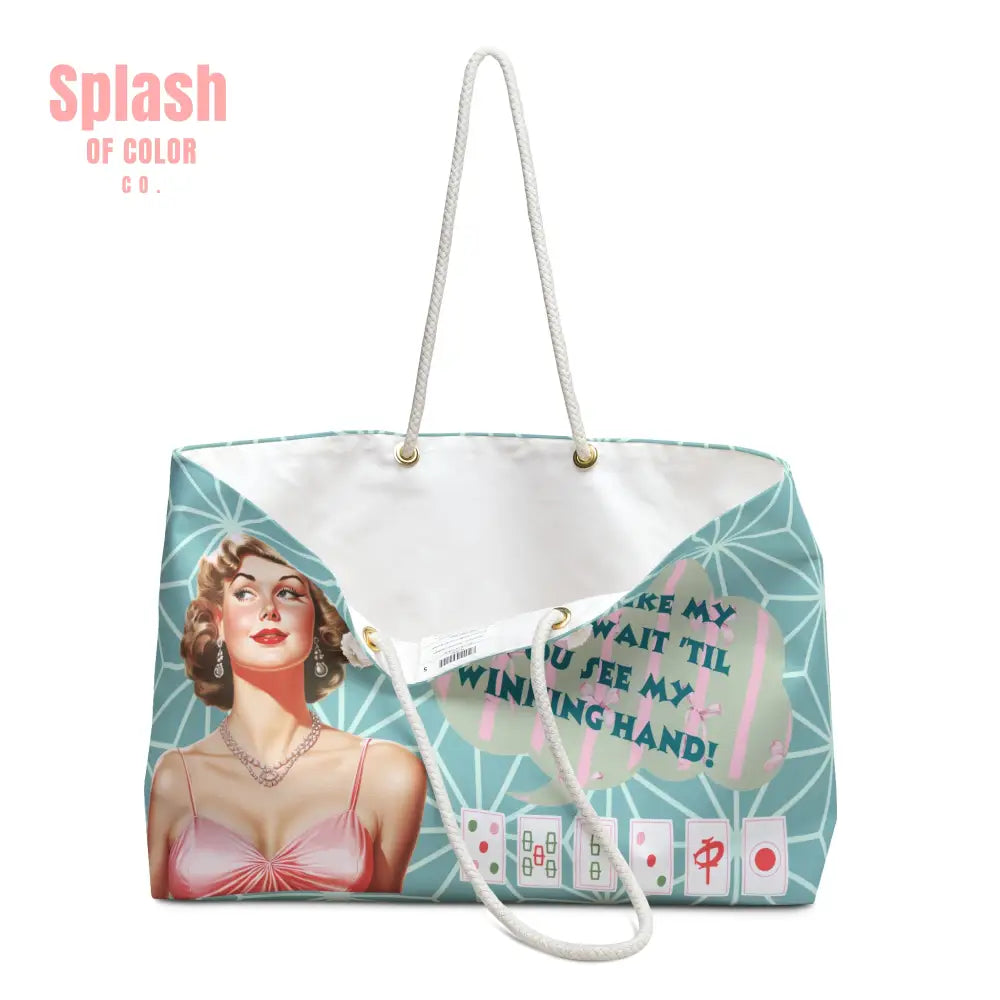 Funny Mahjong Tote Bag Tile Accessory Sassy Cheeky Mahj Lover Gift Tote Bag - 24’’ × 13’’ - Bags