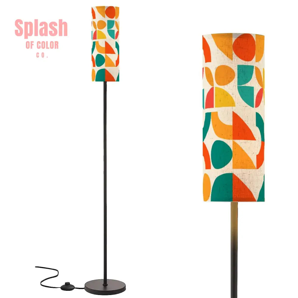 Geometric Color Splash Modern Book Nook Lamp– Teal Yellow & Orange Floor Lamp One Size Floor Lamps
