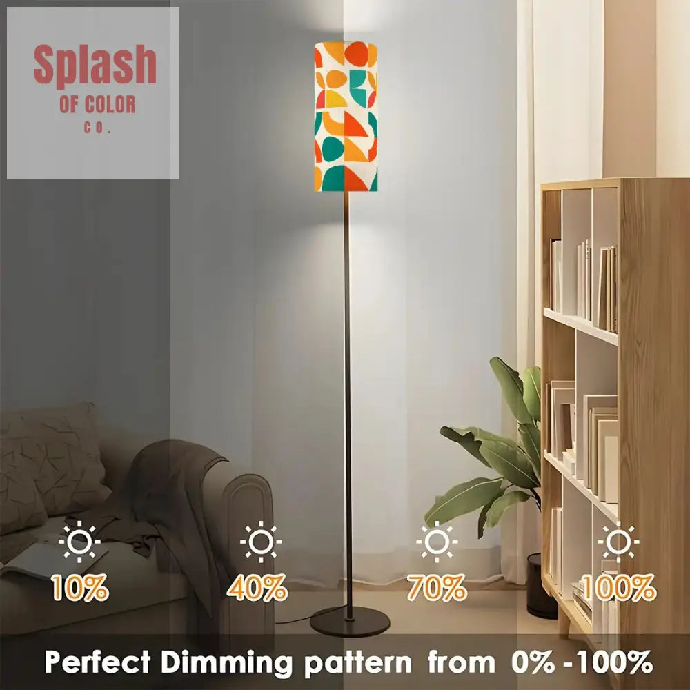 Geometric Color Splash Modern Book Nook Lamp– Teal Yellow & Orange Floor Lamp One Size Floor Lamps
