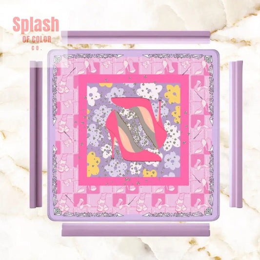Girly Pop Pink, Lavender Glam Gal Mahjong Mat - Splash of Color co.