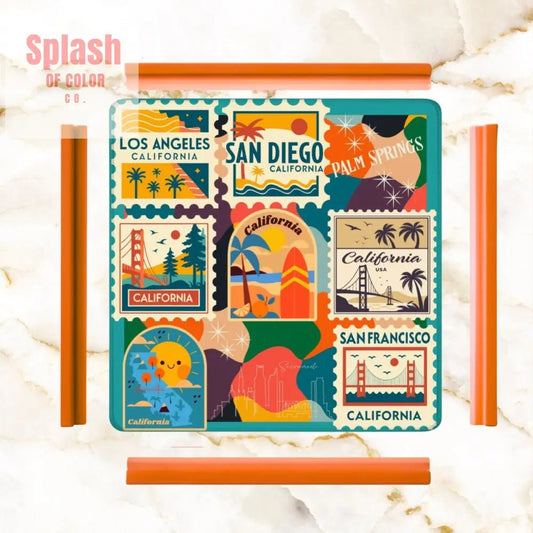 Going Back To Cali, Fun Whimsical California Modern Mahjong Mat - Splash of Color co.
