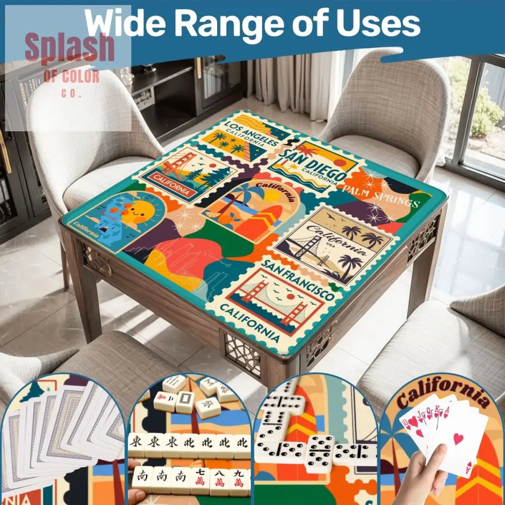 Going Back To Cali, Fun Whimsical California Modern Mahjong Mat - Splash of Color co.