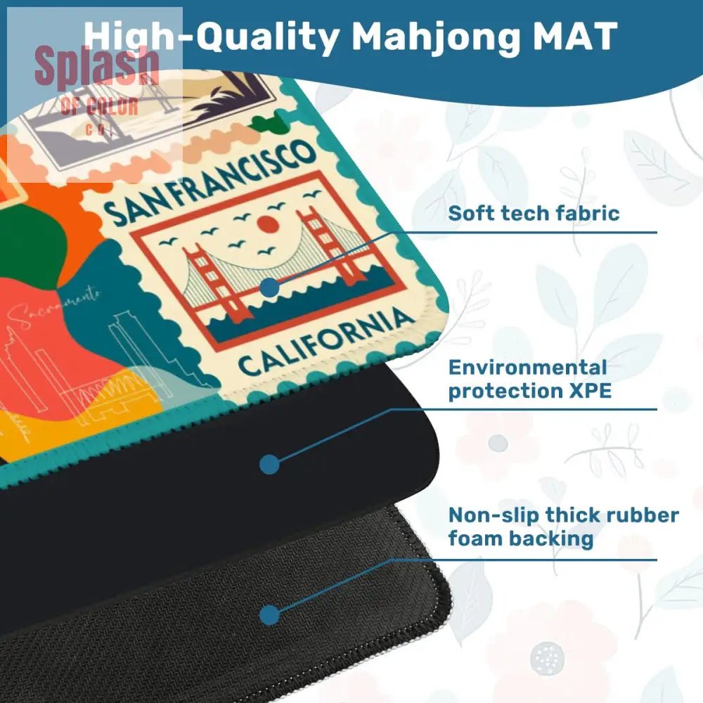 Going Back To Cali, Fun Whimsical California Modern Mahjong Mat - Splash of Color co.