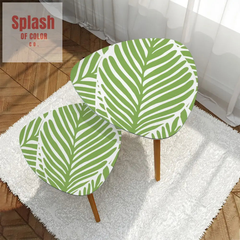 Green Leaf Asian Zen Garden Modern Nesting Triangle Coffee Table Set of 2 - One Size - Home Accessories