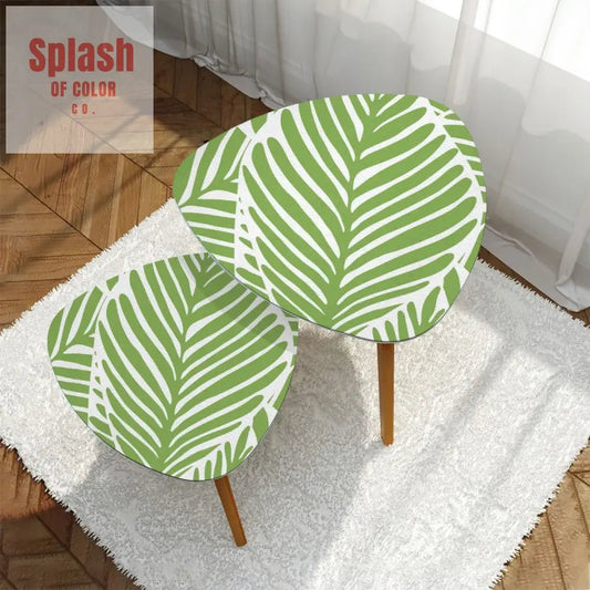 Green Leaf Asian Zen Garden Modern Nesting Triangle Coffee Table Set of 2 - One Size - Home Accessories