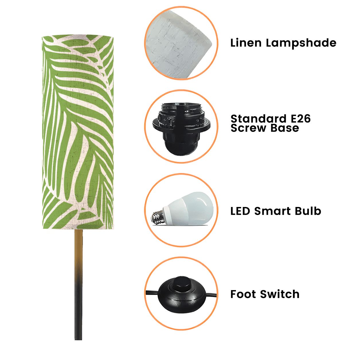 Green Leaf Floral Green Zen Garden Corner Reading Nook Floor Lamp - One Size - Floor Lamps