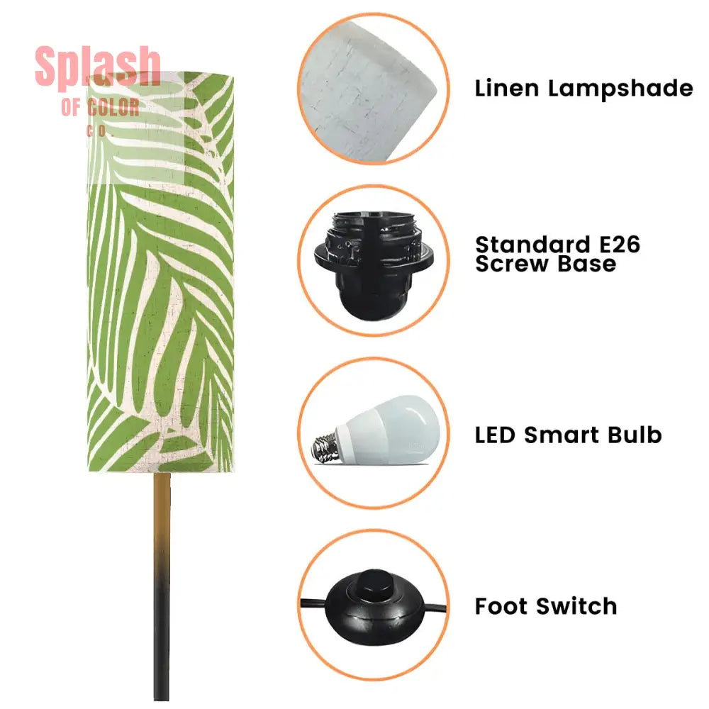 Green Leaf Floral Green Zen Garden Corner Reading Nook Floor Lamp - One Size - Floor Lamps