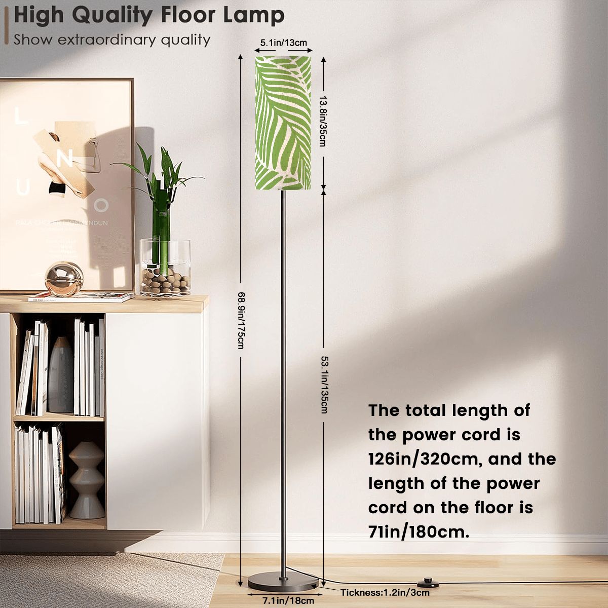 Green Leaf Floral Green Zen Garden Corner Reading Nook Floor Lamp - One Size - Floor Lamps