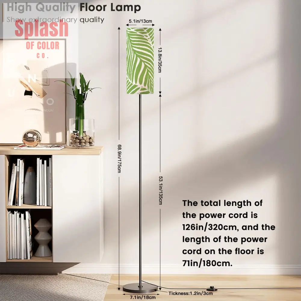 Green Leaf Floral Green Zen Garden Corner Reading Nook Floor Lamp - One Size - Floor Lamps