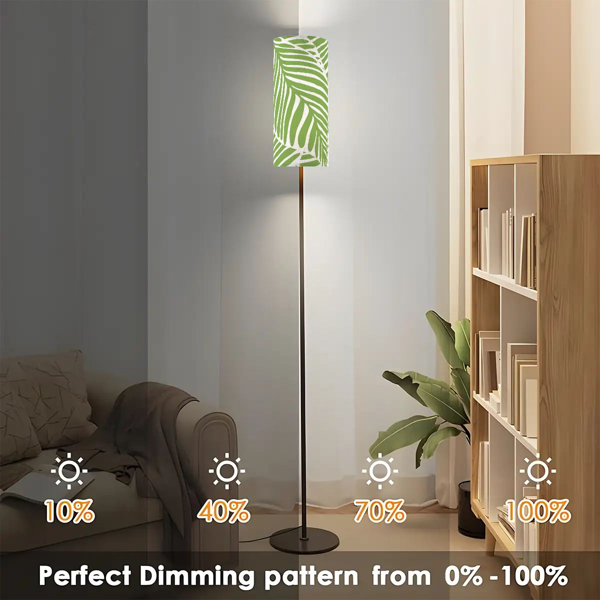 Green Leaf Floral Green Zen Garden Corner Reading Nook Floor Lamp - One Size - Floor Lamps