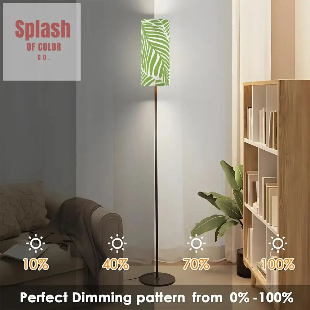 Green Leaf Floral Green Zen Garden Corner Reading Nook Floor Lamp - One Size - Floor Lamps