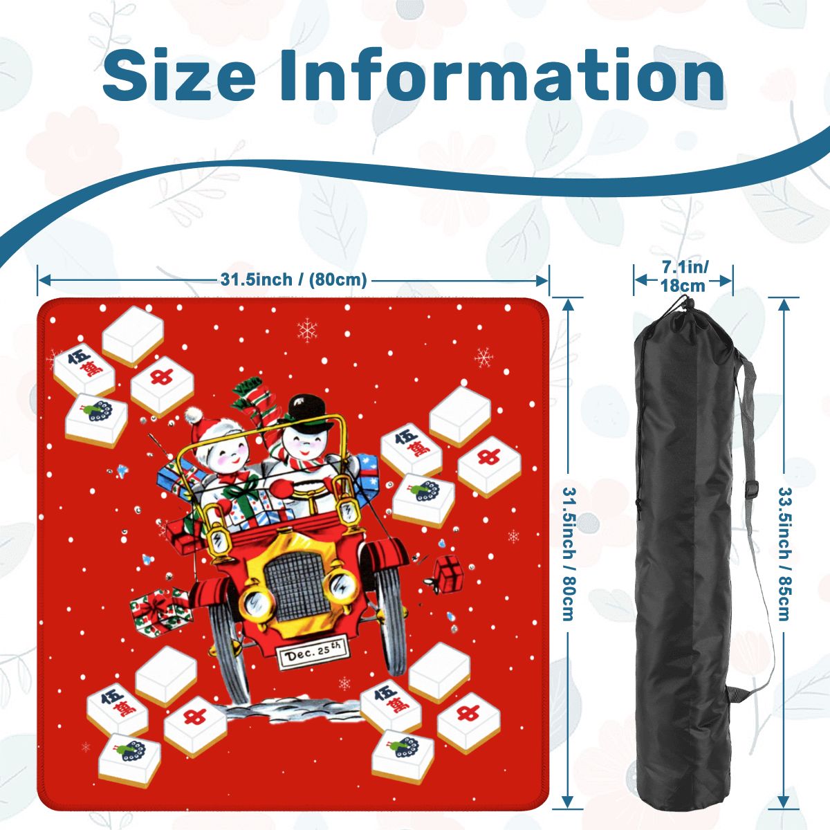 Holly Jolly Mahjong Christmas Mat Vintage Nostalgic Snowman Couple Quirky Mahj Mat - 31.5’’x31.5’’ - Daily Accessories