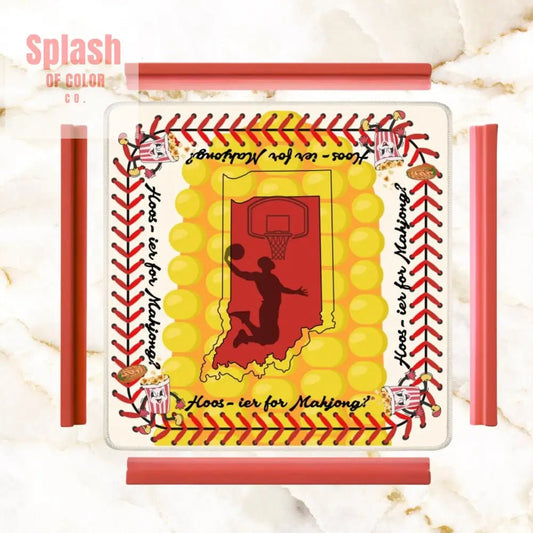 Hoosier State Pride, Funny Whimsical Indiana Mahjong Game Mat - Splash of Color co.