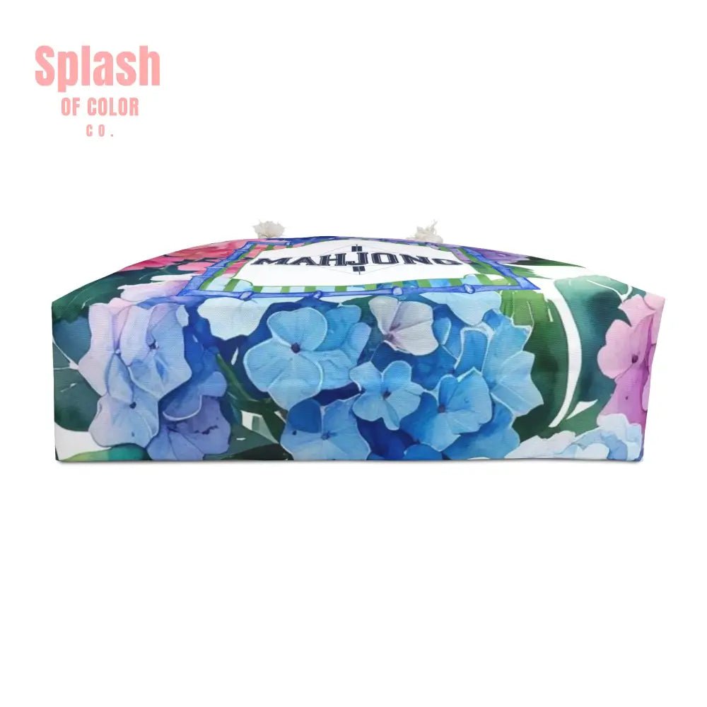 Hydrangea Mahjong Tile Tote | FloralTravel Tote Overnight Bag Beach Bag Gift for Mahjong Lovers - 24’’ × 13’’ - Bags