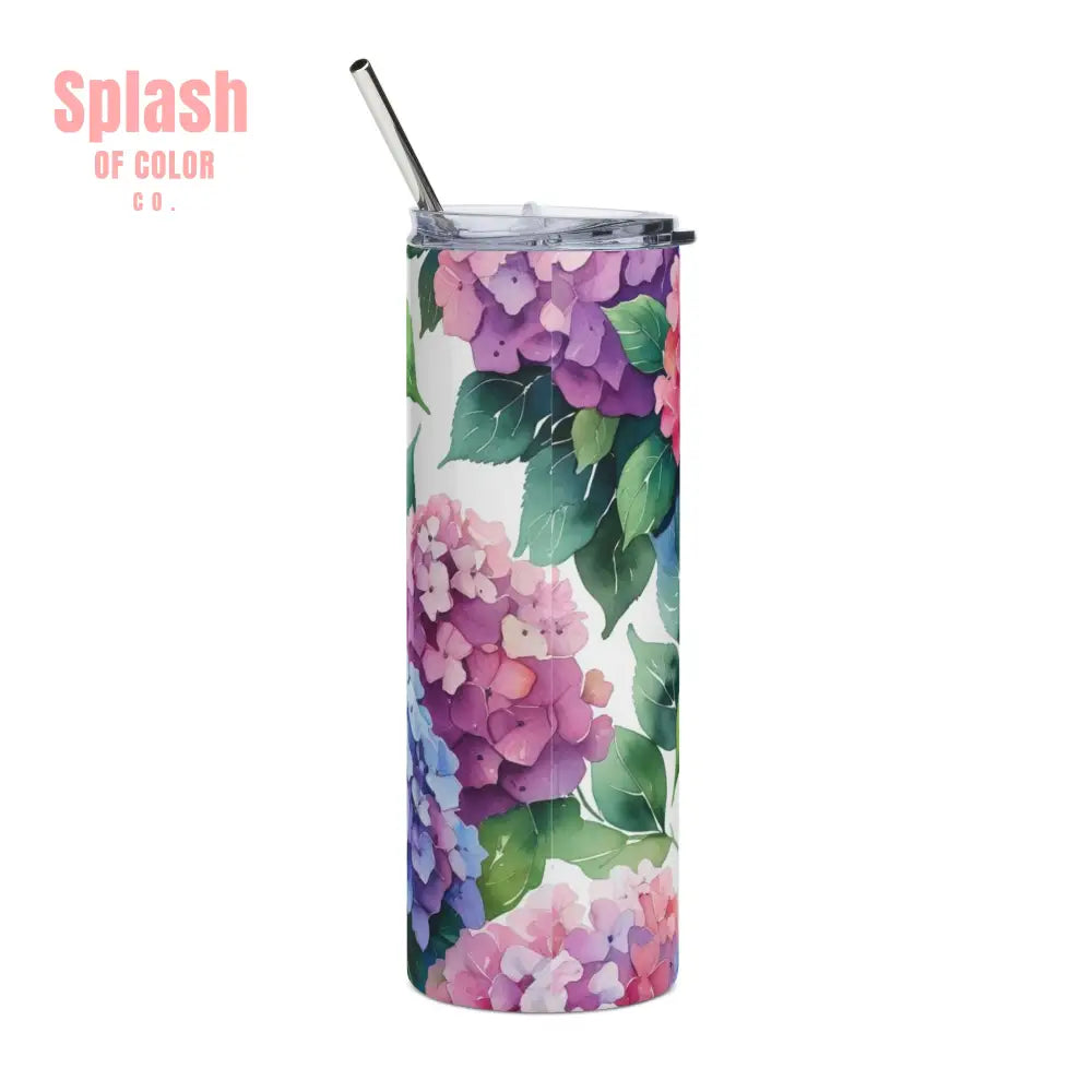 Hydrangea Mahjong Tumbler 20oz Floral Drinkware Mahj Mom Gift Unique Gift Mahjongg Lovers - 20oz / White - Mug