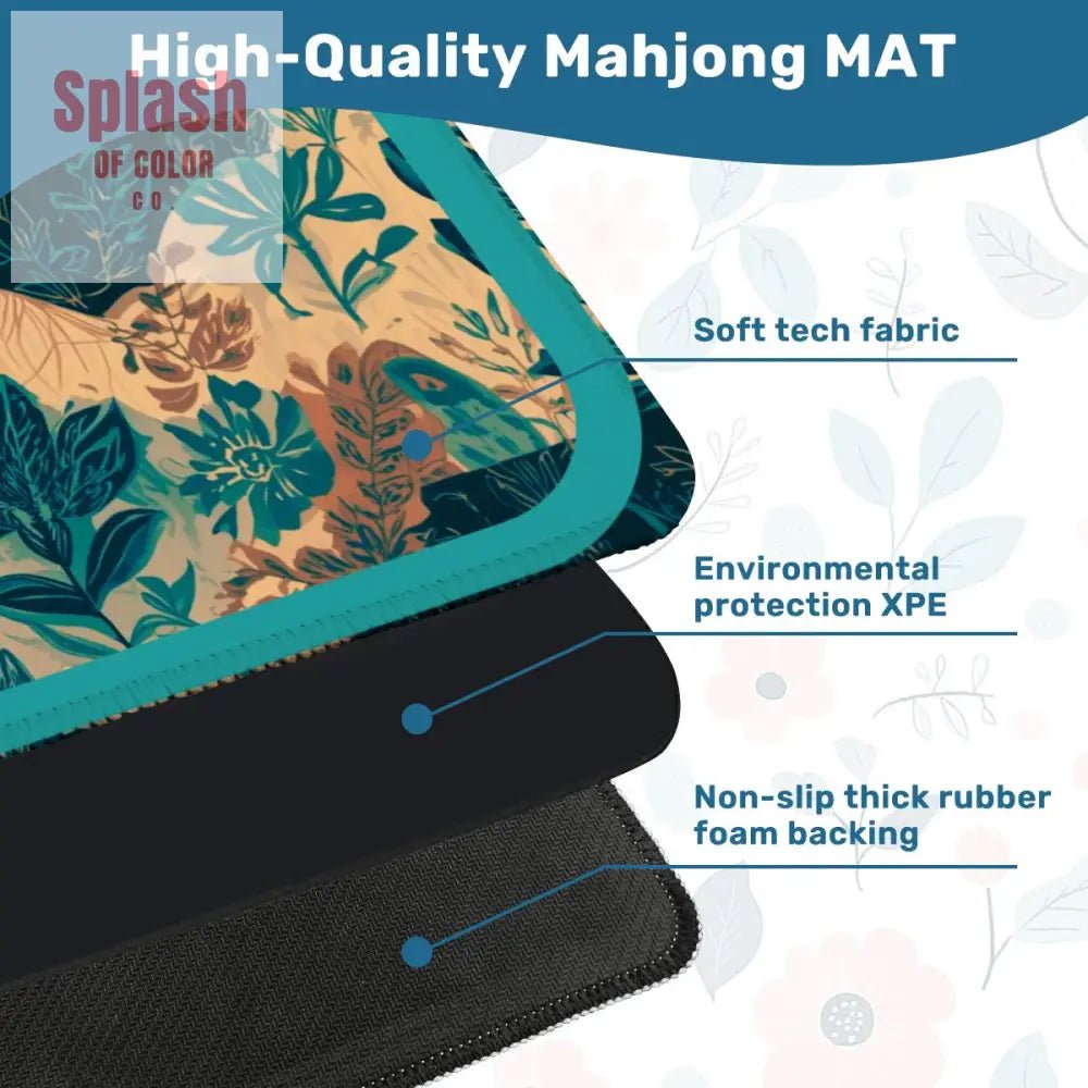 In My Mind I'm Going To Carolina, North Carolina Whimsical Watercolor Blue, Teal Mahjong Mat - Splash of Color co.