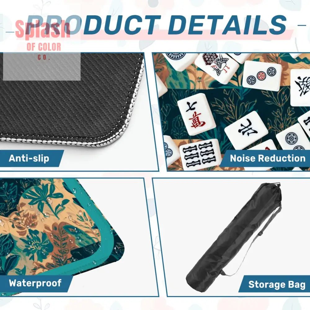 In My Mind I'm Going To Carolina, North Carolina Whimsical Watercolor Blue, Teal Mahjong Mat - Splash of Color co.