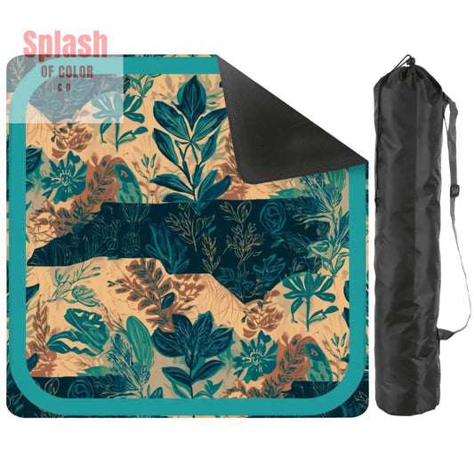 In My Mind I’m Going To Carolina North Carolina Whimsical Watercolor Blue Teal Mahjong Mat - 2mm (Black Bag) - Daily