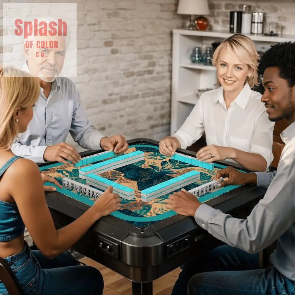 In My Mind I'm Going To Carolina, North Carolina Whimsical Watercolor Blue, Teal Mahjong Mat - Splash of Color co.