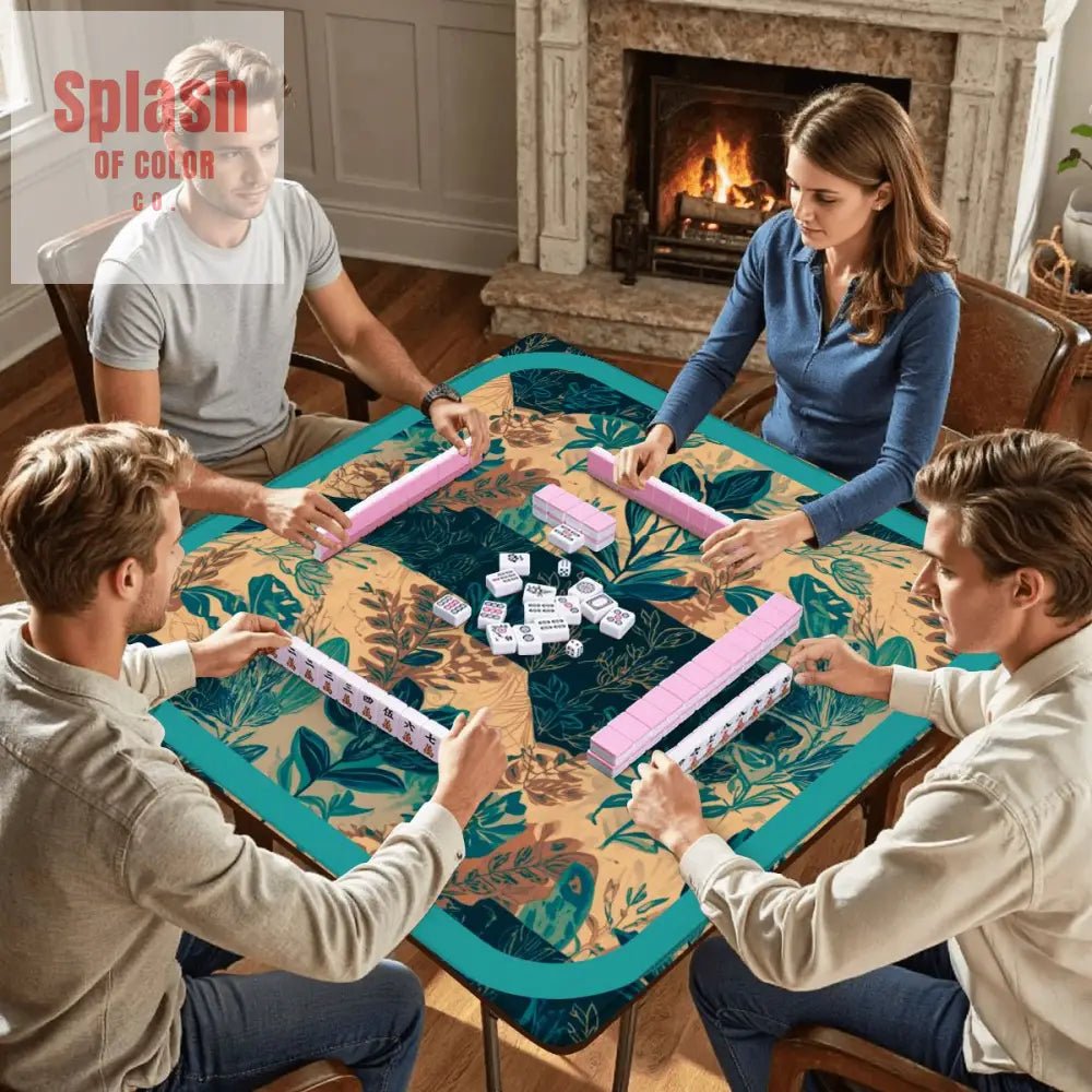 In My Mind I'm Going To Carolina, North Carolina Whimsical Watercolor Blue, Teal Mahjong Mat - Splash of Color co.